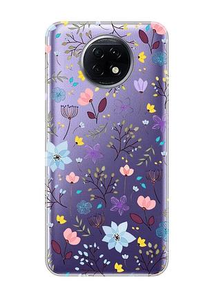 Прозорий чохол на xiaomi redmi note 9t/redmi note 9 5g :: квітковий фон (принт 267)