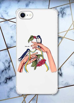 Чохол з потовщеними кутами на iphone 7/ 7s/ 8/ 8s :: ластівки (патріотичний принт 15)