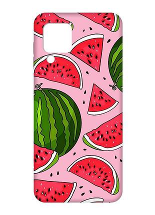 Матовий рожевий чохол на samsung galaxy m32/a22/m22 4g :: кавуни (принт 341)