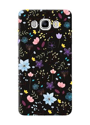 Матовый черный чехол на samsung galaxy j7(2016) j710 :: цветочный фон (принт 267)