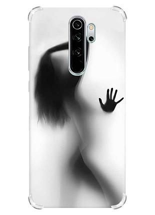 Чехол с утолщёнными углами на xiaomi redmi note 8 pro :: силуэт девушки (принт 66)