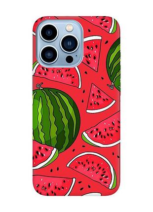 Матовый красный чехол на iphone 13 pro max :: арбузы (принт 341)