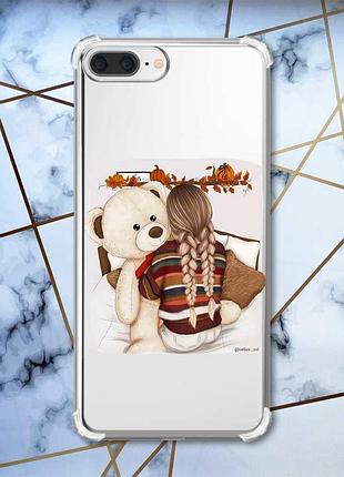 Чехол с утолщёнными углами на iphone 7 plus/8 plus :: девочка с мишкой (принт 117)