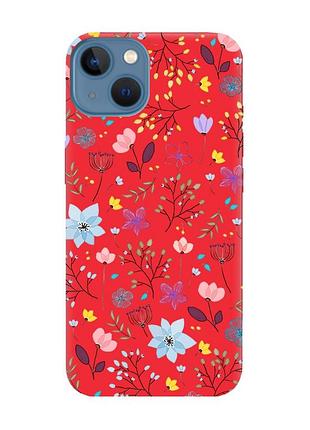 Матовий червоний чохол на apple iphone 13 :: квітковий фон (принт 267)