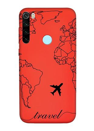 Матовый красный чехол на xiaomi redmi note 8t :: карта. контур (принт 330)