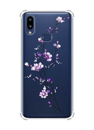 Чехол с утолщенными углами на samsung galaxy a10s/a107 :: веточка цветов (принт 278)