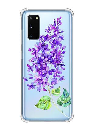 Чохол із потовщеними кутами на samsung galaxy s20 plus :: гілочка бузку (принт 280)
