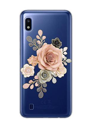 Прозрачный чехол на samsung galaxy a10 (2019) a105 :: розы (принт 275)