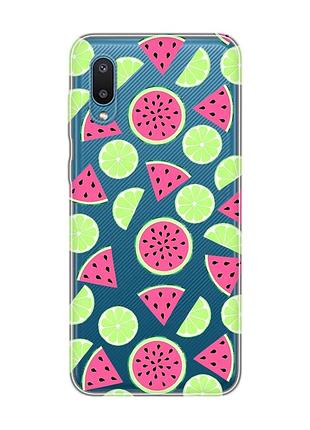 Прозрачный чехол на samsung galaxy a02/a022 (2021) :: арбузы и лайм (принт 345)