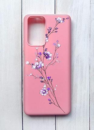 Матовий чохол на xiaomi redmi note 10 pro/10 pro max рожевий :: гілочка квітів (принт 278)