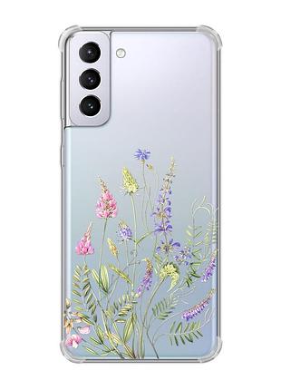 Чехол с утолщёнными углами на samsung galaxy s21 plus :: цветочная идиллия (принт 382)