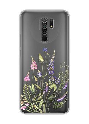 Прозорий чохол на xiaomi redmi 9 :: квіткова ідилія (принт 382)