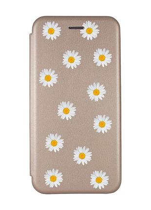 Чехол-книжка с рисунком для samsung galaxy а10s/ a107 золотой :: фон ромашки (принт 41)