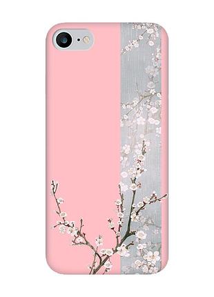Матовый розовый чехол на iphone 7/8/se 2020 :: цветущая сакура (принт 285)