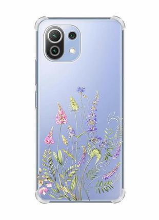 Чехол с утолщёнными углами на xiaomi mi 11 lite :: цветочная идиллия (принт 382)