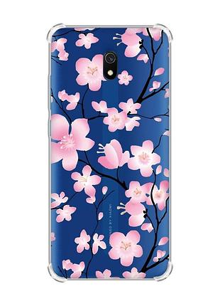 Чехол с утолщенными углами на xiaomi redmi 8a :: цветущая сакура (принт 282)