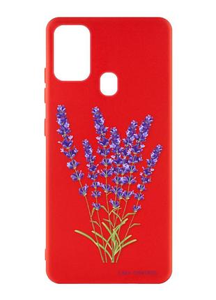 Матовый красный чехол на samsung galaxy m30s/m21 :: лаванда (принт 28)