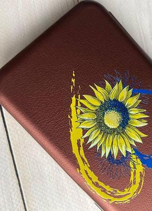 Чохол-книжка з малюнком для xiaomi redmi note 10/ note 10s бордовий :: серце з соняхом (принт 260) 3