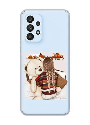 Прозрачный чехол на samsung galaxy a33 5g :: девочка с мишкой (принт 117)