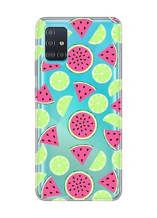 Прозорий чохол на samsung galaxy a51 кавуни и лайм (принт 345)