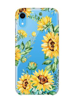 Прозрачный чехол на iphone xr :: подсолнухи (принт 288)