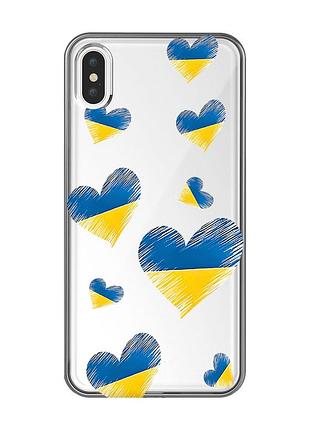Прозорий чохол на iphone xs max :: сердечка. україна (принт 258)