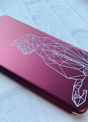 Чехол-книжка с рисунком для xiaomi redmi note 10 pro/10 pro max бордовый :: кошечка (принт 125) 2
