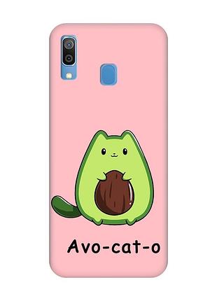 Матовий рожевий чохол на samsung galaxy a30 (2019) / a20 (2019) :: котик авокадо (принт 306)