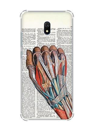 Чохол з потовщеними кутами на xiaomi redmi 8a :: анатомія руки (принт 298)