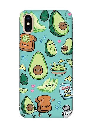 Матовый бирюзовый чехол на iphone xs max :: милашки авокадо каваи (принт 305)