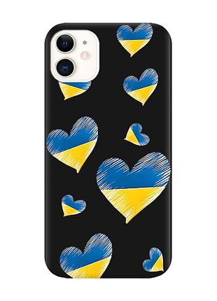 Матовий чорний чохол на apple iphone 11 (6.1) :: сердечка. україна (принт 258)