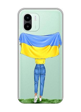 Прозрачный чехол на xiaomi redmi a1 :: девушка с флагом (принт 263)