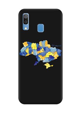 Матовый черный чехол на samsung galaxy a30 (2019)/a20 (2019) карта украины (принт 261)