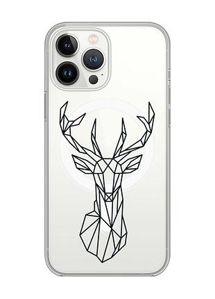 Магнитный чехол на iphone 14 pro max с поддержкой magsafe :: олень (принт 128)