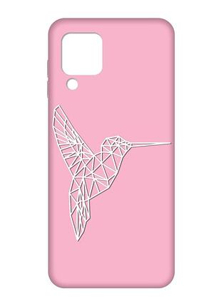 Матовый розовый чехол на samsung galaxy m32/a22/m22 4g :: колибри (принт 123)