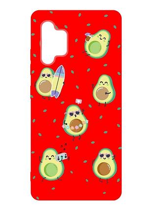 Матовый красный чехол на samsung galaxy a32 :: авокадо на отдыхе (принт 302)