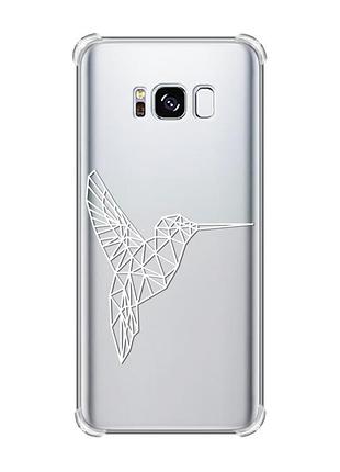 Чехол с утолщёнными углами на samsung galaxy s8 :: колибри (принт 123)