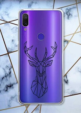 Прозорий чохол на xiaomi redmi note 7/7 pro олень /принт 128/