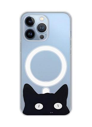 Магнітний чохол на iphone 13 pro (6.1) із підтримкою magsafe :: котик (принт 119)