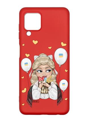 Матовий червоний чохол на samsung galaxy m32/a22/m22 4g :: українка з солодощами (патріотичний принт 175)