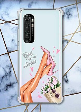 Чохол з потовщеними кутами на xiaomi mi note 10 lite ніжки (принт 62)