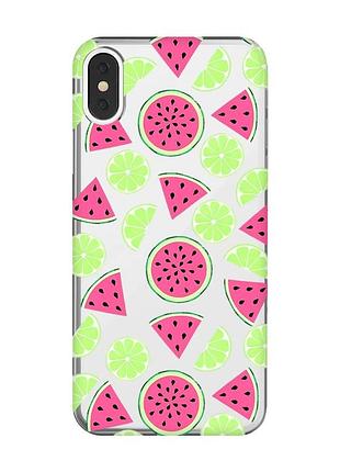 Прозрачный чехол на iphone x/xs :: арбузы и лайм (принт 345)