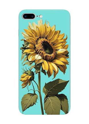 Матовий бірюзовий чохол на iphone 7 plus/8 plus :: соняшник (принт 274)