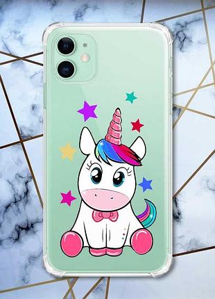 Чехол с утолщёнными углами на iphone 11 :: единорог (принт 102)