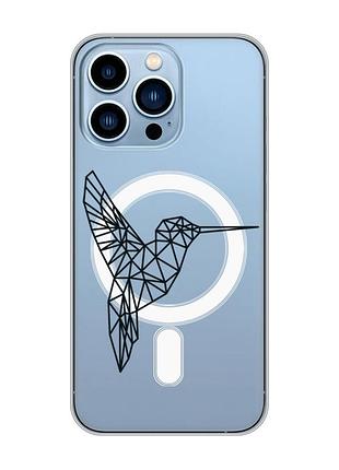 Магнітний чохол на iphone 13 pro max із підтримкою magsafe :: колібрі (принт 122)