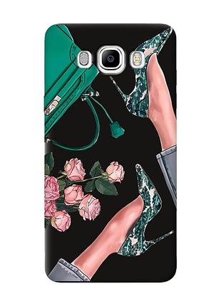Матовый черный чехол на samsung galaxy j7(2016) j710 :: туфельки и цветы (принт 225)