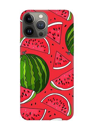 Матовый красный чехол на iphone 13 pro :: арбузы (принт 341)