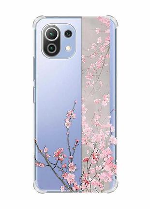 Чохол з потовщеними кутами на xiaomi mi 11 lite :: сакура у цвіті (принт 286)