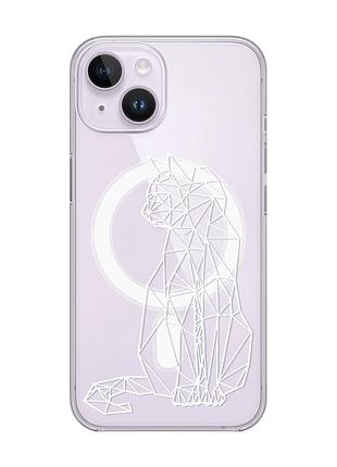 Магнитный чехол на iphone 14 с поддержкой magsafe :: кошечка (принт 125)