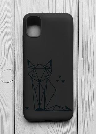 Матовый черный чехол на samsung galaxy a04e/a042 :: лиса (принт 126)